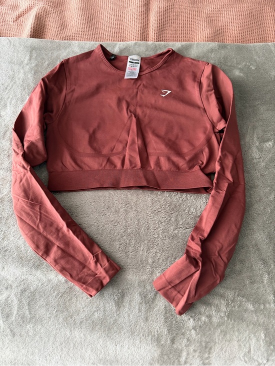 Gymshark Tops - Gymshark Rosewood Mauve Long-Sleeve Cropped Top